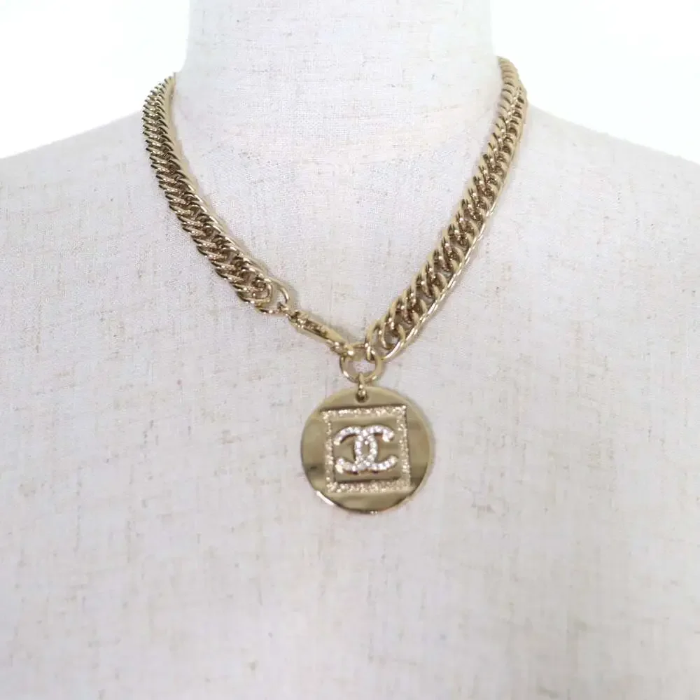 Chanel Cc Logo Pendant Necklace Gold- #256928C11B